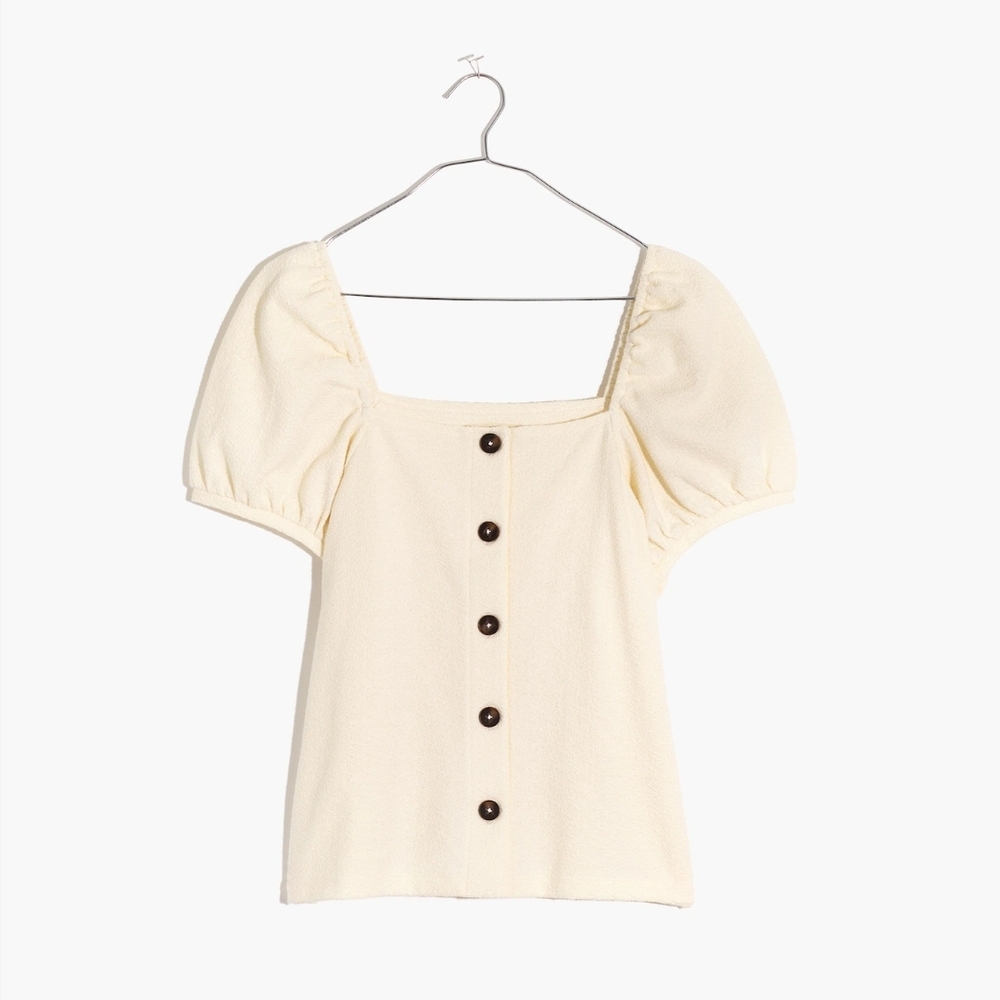 Madewell Cream Square Neck Puff Sleeve Blouse Size XS Womens